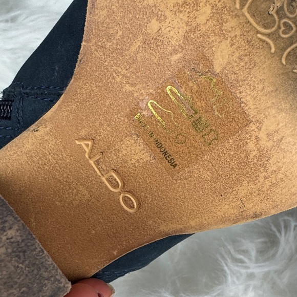 Aldo Dark Teal Ankle Boots with Gold Zipper - Picture 9 of 9